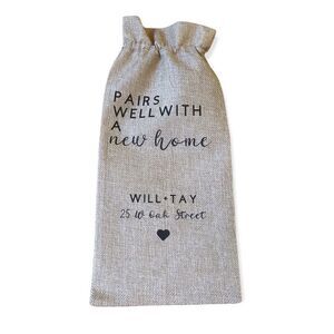 NWT Wool + Pepper Co. CUSTOM New Home Premium Burlap Wine Bag